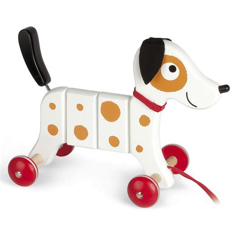 Crazy Rocky Dog Pull Along Janod Traditional Wooden Toys