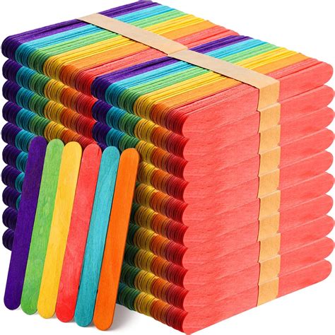 Zeonhak 1000 Pcs 6 Inches Colored Popsicle Sticks Natural