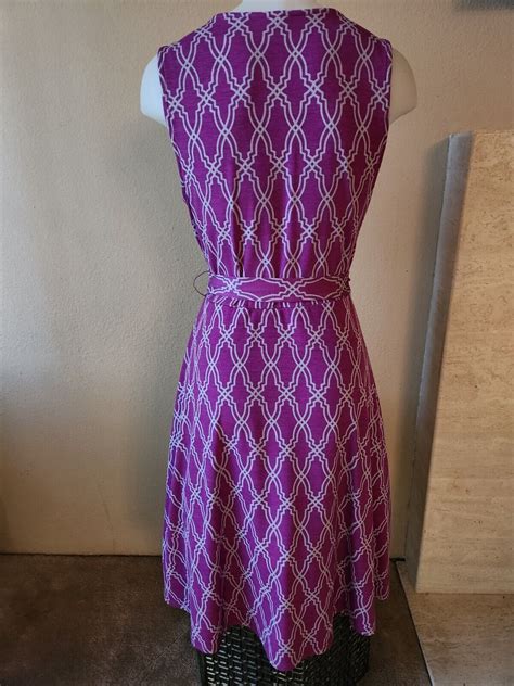 Hawthorn Fit Flare Purple Sleeveless Faux Wrap Dress Small Ebay