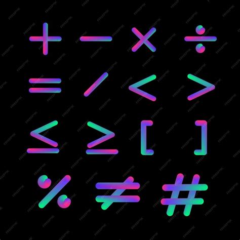 Premium Vector Mathematical Symbols Vector In Neon Colors