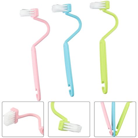 3 X Plastic Toilet Under Rim Cleaning Brush S Type Curved Bent Handle