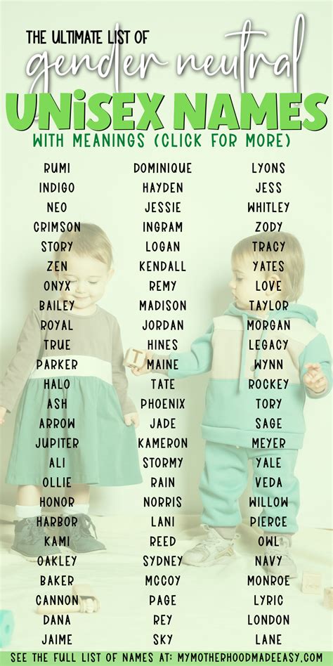 Cute Unique Unisex Baby Names With Meanings My Motherhood