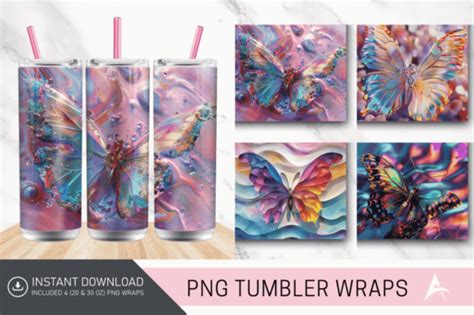 7 3d Butterfly Tumbler Wrap Pattern Designs Graphics