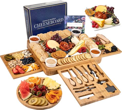 Varezza Bamboo Cheese Board And Knife Set Extra Large Charcuterie Boa Varezza