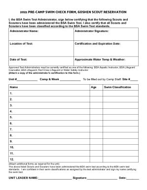 Fillable Online Goshen Scouts Bsa Program Guide Posted Fax Email Print