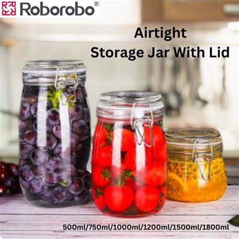 Roborobo Airtight Jar Glass Food Bottle Pickle Jar Honey Bottle Wine Kimchi Jar Small Household