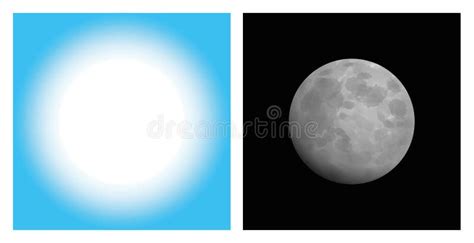 Day And Night Sun Moon Comparison Stock Vector Illustration Of