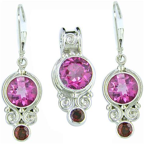 Passion Pink Topaz And Garnet Pendant And Earring Set Offerings Jewelry