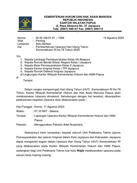 Surat Pemberitahuan Upacara 17 Agustus 1 Pdf