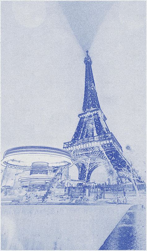 Blueprint Drawing Of Eiffel Tower Paris France Digital Art By