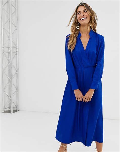 And Other Stories Midi Wrap Dress In Bright Blue Asos