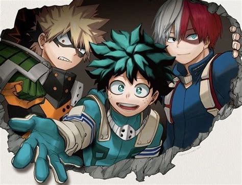 Katsuki Bakugo Izuku Midoriya AKA Deku And Shoto Todoroki My Hero