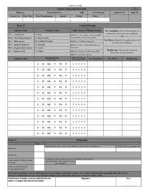 Fillable Online Catch Disposal Record Form Catch Disposal Record Form