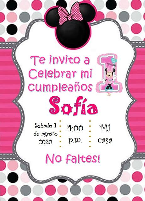 Invitación Minnie mouse para editarlo