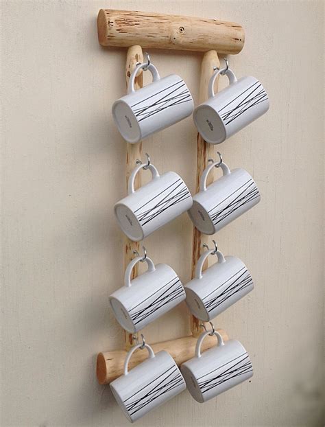 Mug Rack Natural Coppiced Wood Hanging Mug Rack Greenstick Hazel