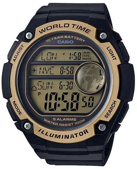 Men S Casio Sports Digital World Time Oversized Watch Ae W Av