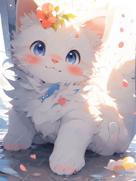 Premium Photo Cute Cat Anime Art Styles