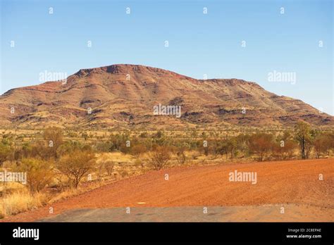 Panoramic View Of Mountain And Bush Vegetation Of Pilbara Outback