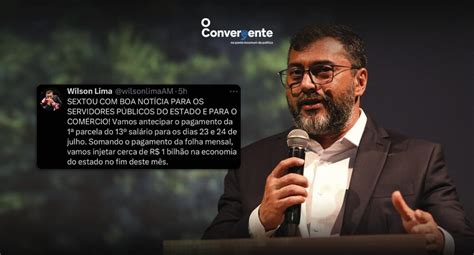 Wilson Lima anuncia pagamento da 1ª parcela do 13º dos servidores do AM