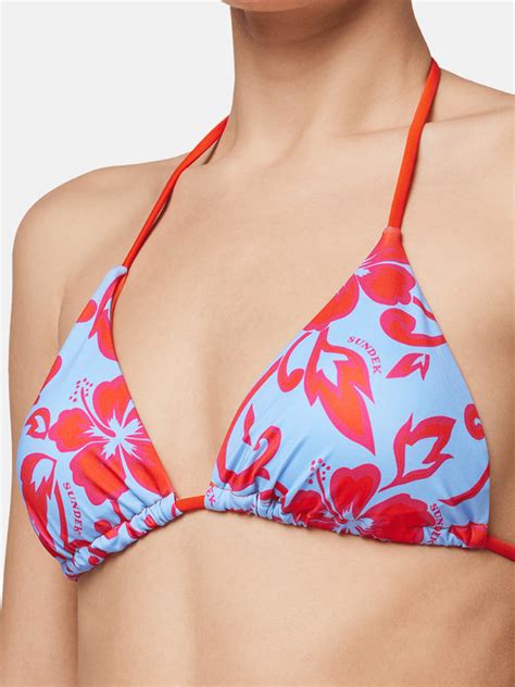 Sundek Top A Triangolo Con Stampa Hibiscus Costumi Donna Nencini Sport