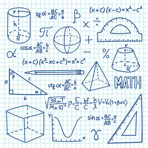 Doodle Concepto De Matemáticas Y Geometría Funciones De Trigonometría Gráficos Y Fórmulas