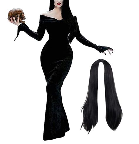 Disfraz Halloween De Morticia Addams Para Adultos Black Dress