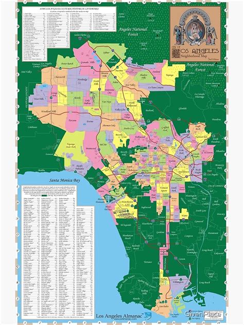 "Map of City of Los Angeles Neighborhoods - Comprehensive Wall Map ...