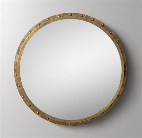 Antiqued Riveted Round Mirror Antique Brass Antique Mirror Round