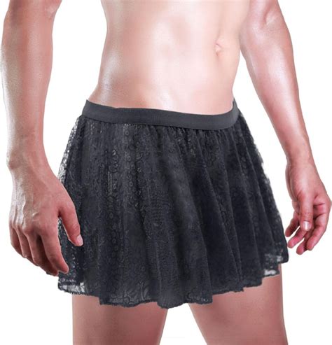 Men S Sissy Crossdressing Lingerie Sheer Mini Skirt Lace Trim Tulle Micro Skirts Underwear Men S