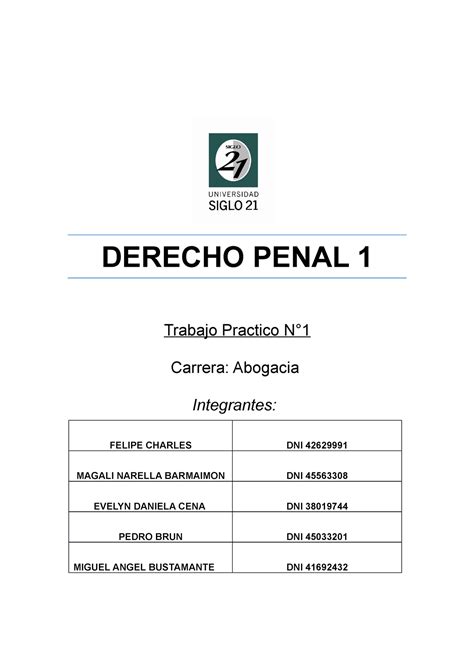 Tp Derecho Penal Nota Carrera Abogacia Derecho Penal