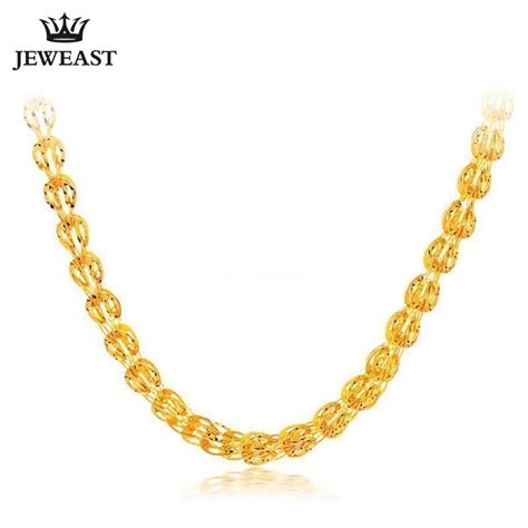 Jlzb 24k Pure Gold Necklace Real Au 999 Solid Gold Chain Smart