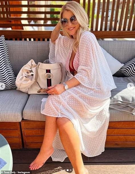 Tess Daly 52 Flaunts Jaw Dropping Figure In A Sizzling Red Swimsuit