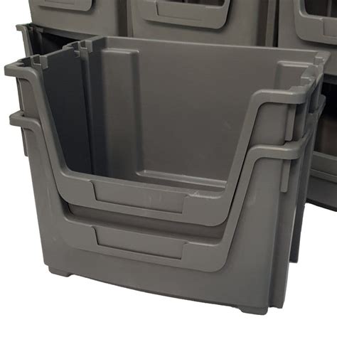 Grey Large Open Front Stacking Storage Pick Bin Containers — Filstorage