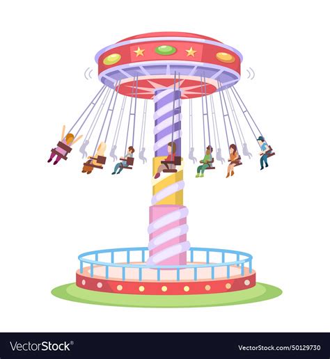 Carousel swing ride theme park cartoon Royalty Free Vector