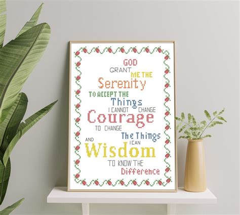 Serenity Prayer Cross Stitch Pattern Pdf Modern Religion Etsy