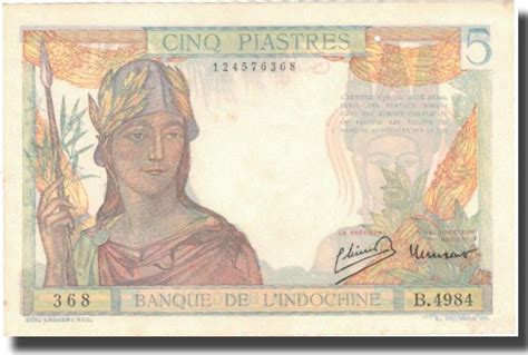 French Indo China 5 Piastres Banknote Undated 1946 Km55d Unc63