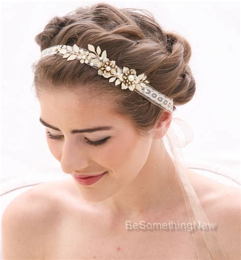 Lace Headband In Ivory With Flowers Be Something New