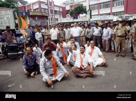 Sitting Protest Demonstration By Workers Of Shiv Sena Indian Political