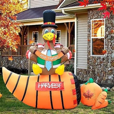 Amazon Joiedomi Ft Thanksgiving Inflatable Turkey On Cornucopia