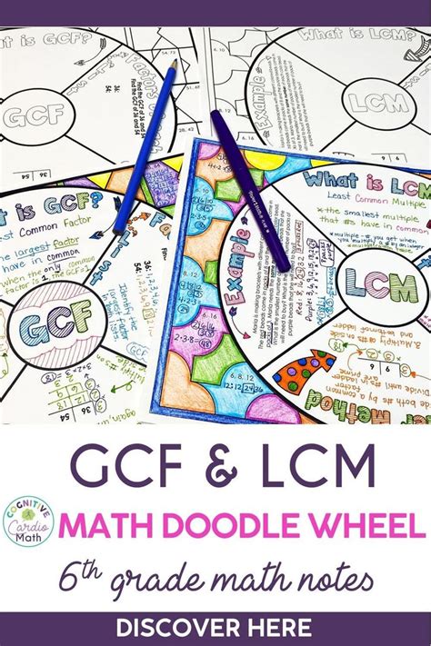 Gcf And Lcm Doodle Math Wheels Guided Notes And Practice Worksheets Math Interactive Notebook