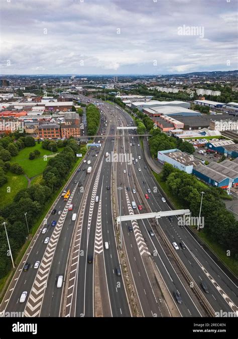 Aerial View Of M8 Motorway In Glasgow Scotland Uk Stock Photo Alamy