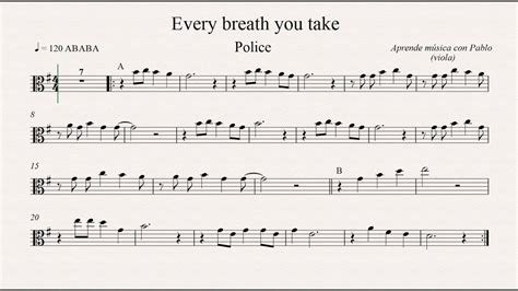 Every Breath You Take Viola Partitura Con Playback Youtube