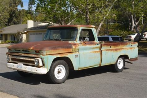 Chevrolet C 10 Standard Cab Pickup 1966 Turquoise Rust Patina For Sale