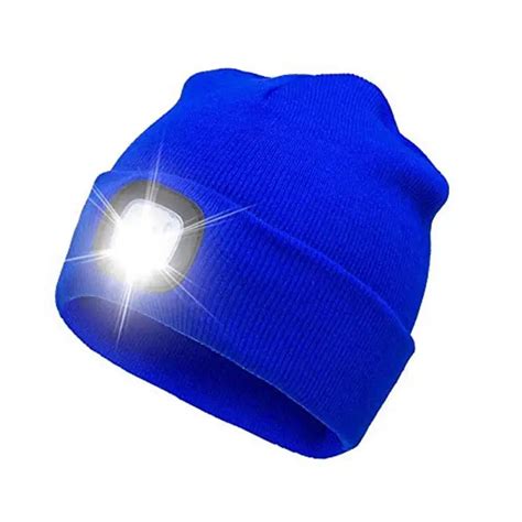 Casquette Chapeau unisexe 4 lumière LED avec piles lampe de poche mains