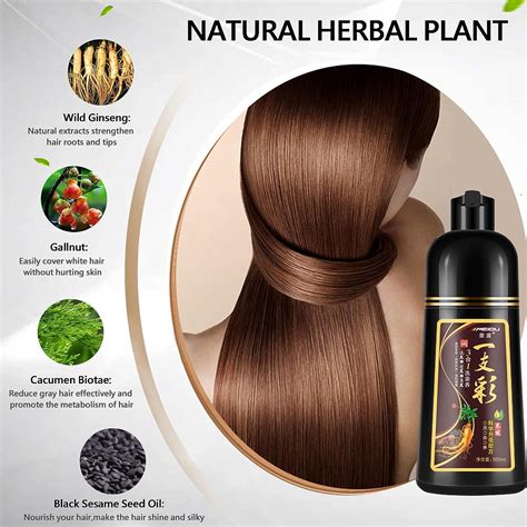 500ml Dark Brown Hair Color Shampoo Natural Herbal Formula 3 In 1 Hair Dye Permanent