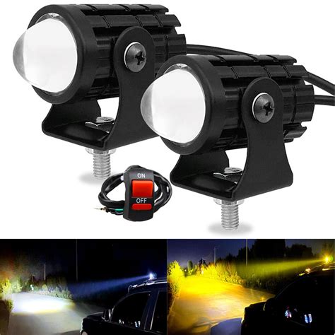 2pçs Motocicleta 2 Cores Lentes Duplas De Peixe Luz LED Farol