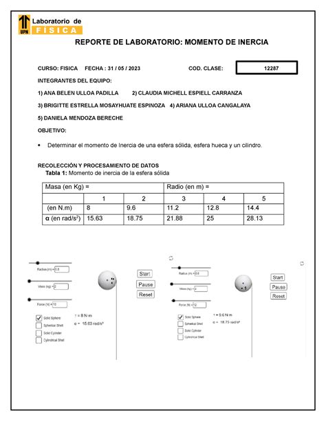 Reporte Lab Fisiarq S Mi Reporte De Laboratorio Momento De Inercia