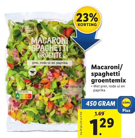 Macaroni Spaghetti Groentemix G Aanbieding Bij Lidl