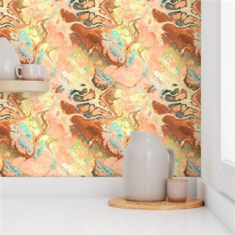 Large Like A Butterfly Marble Ginger Wallpaper Spoonflower Coral