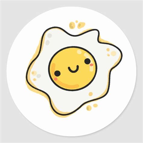 Cute Kawaii Fried Egg Classic Round Sticker Zazzle Cute Doodles